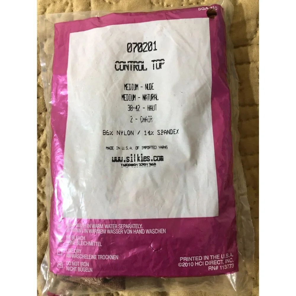 Lot 7 Vintage Y2K Silkies Control Top Pantyhose Nude Natural Off Black USA Sz M